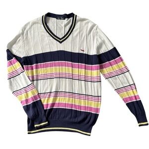 Harmont & Blaine Multicoloured Stripes Cotton V neck Pullover Sweater Mens XL